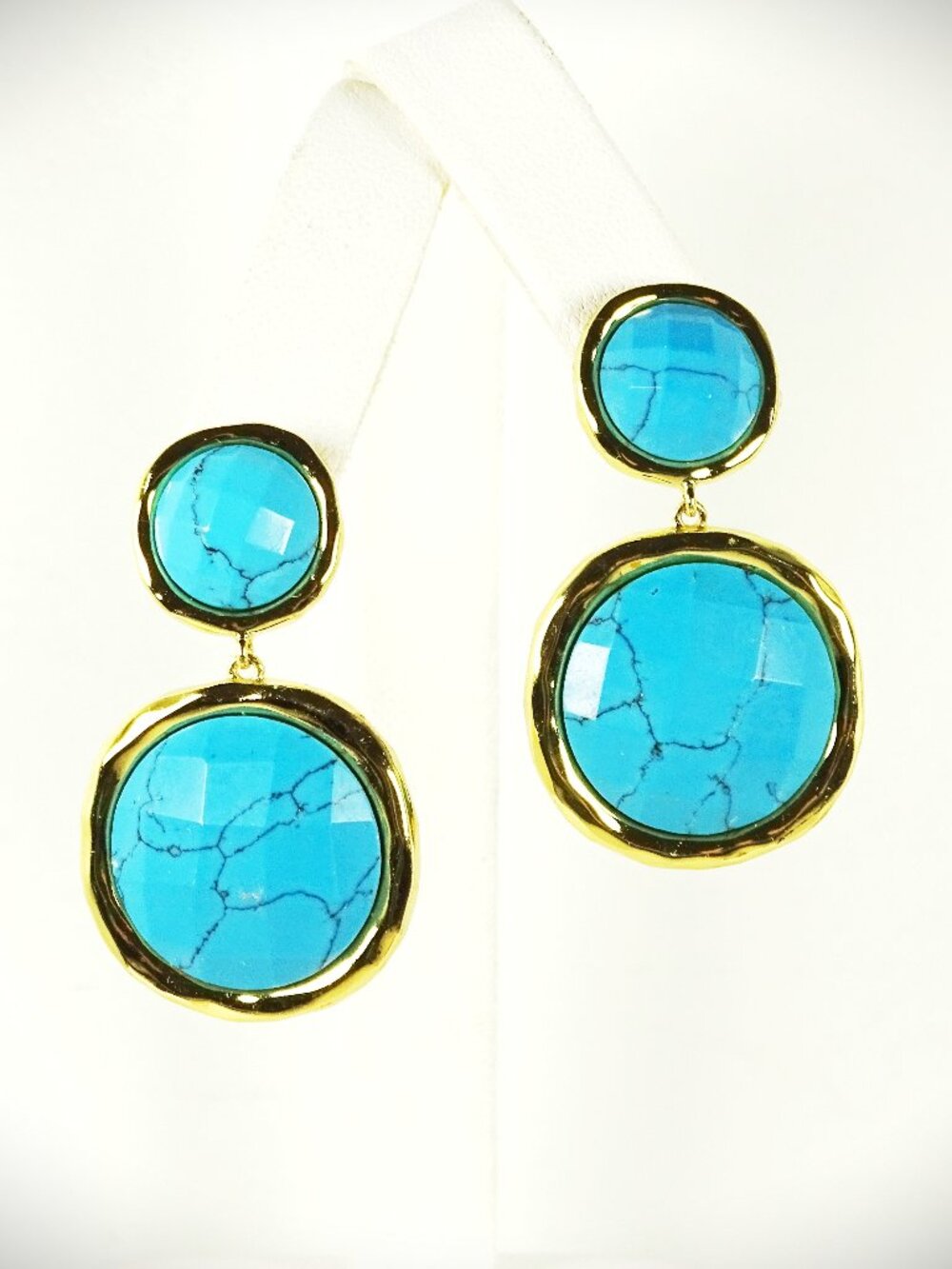 Gorjana Turquoise Blue Double Drop Stone Earrings in Gold